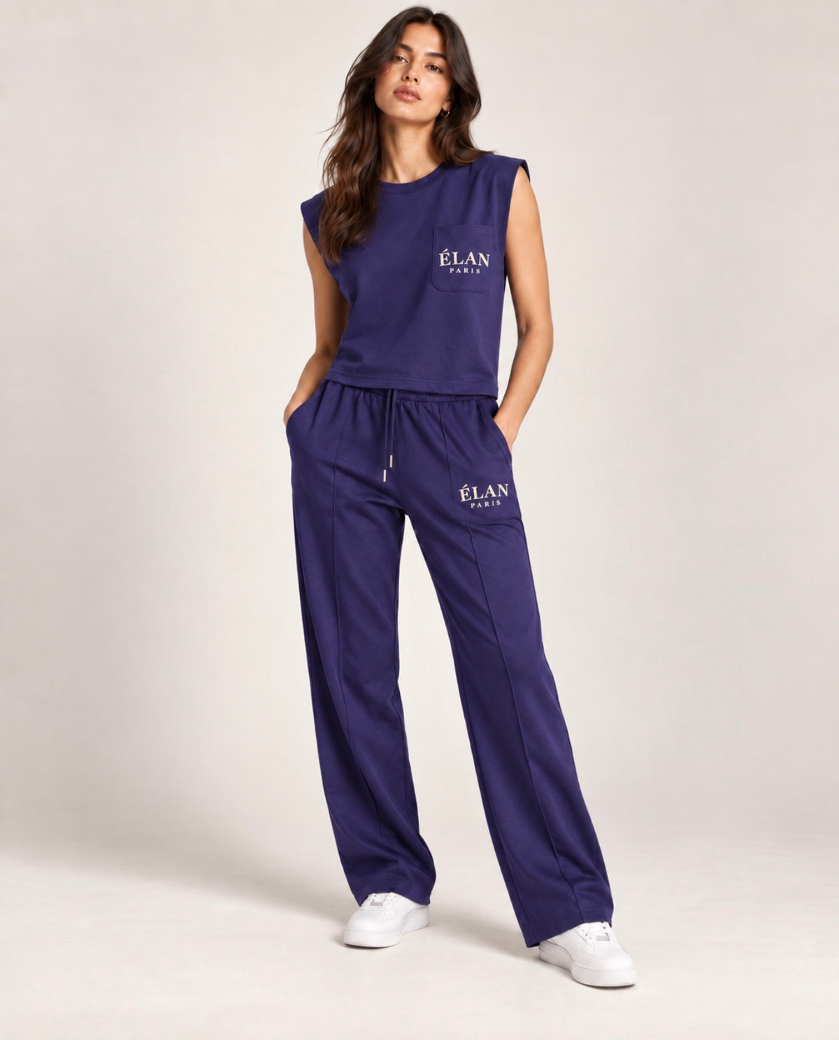 ELAN Everyday Wide-Leg Co-ord Set - Navy